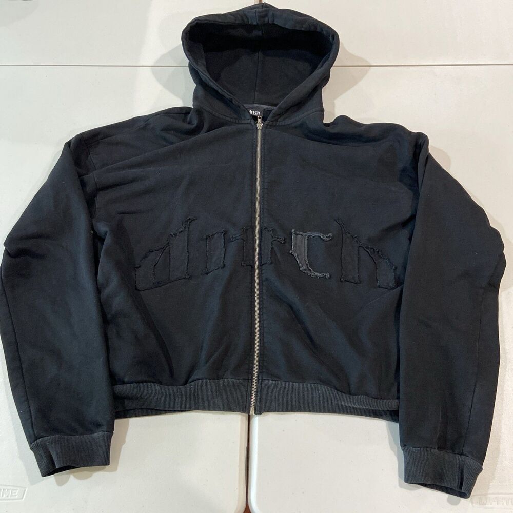 Ditch LA Missing Patch Pullover Premium Hoodie Size Large Black Street Wear